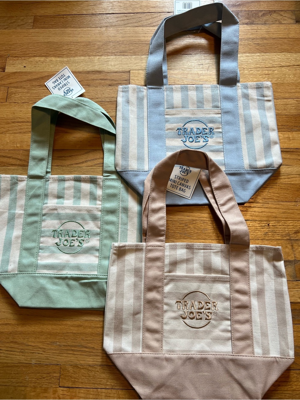 3 NWT Trader Joe’s mini totes pastel